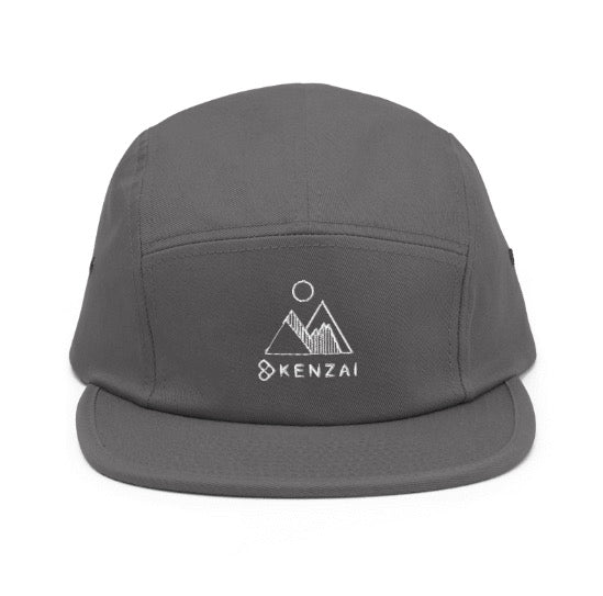 Five Panel Cap - White Embroidered Mountain Design